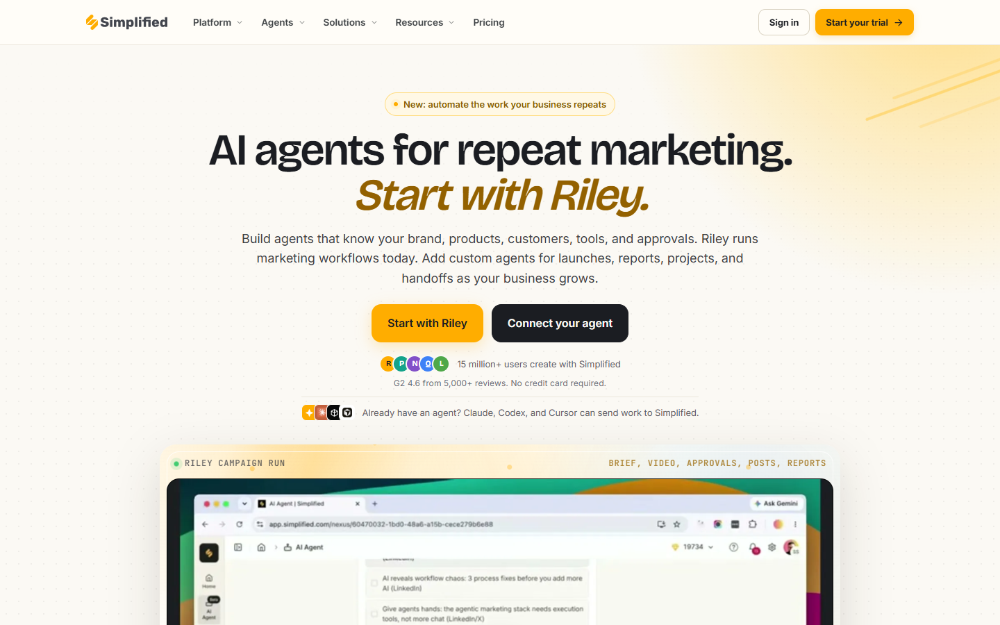 Simplified homepage
