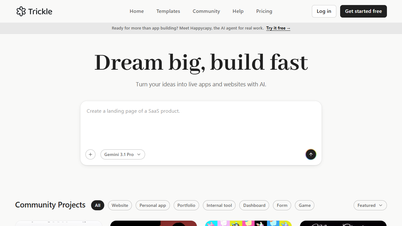 Trickle homepage